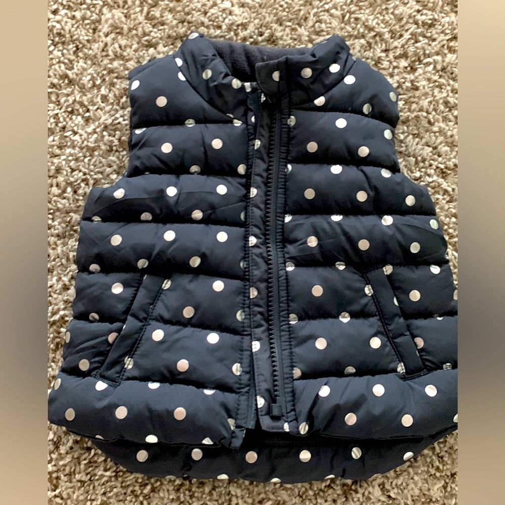 Baby girl bomber vest jacket polka dots